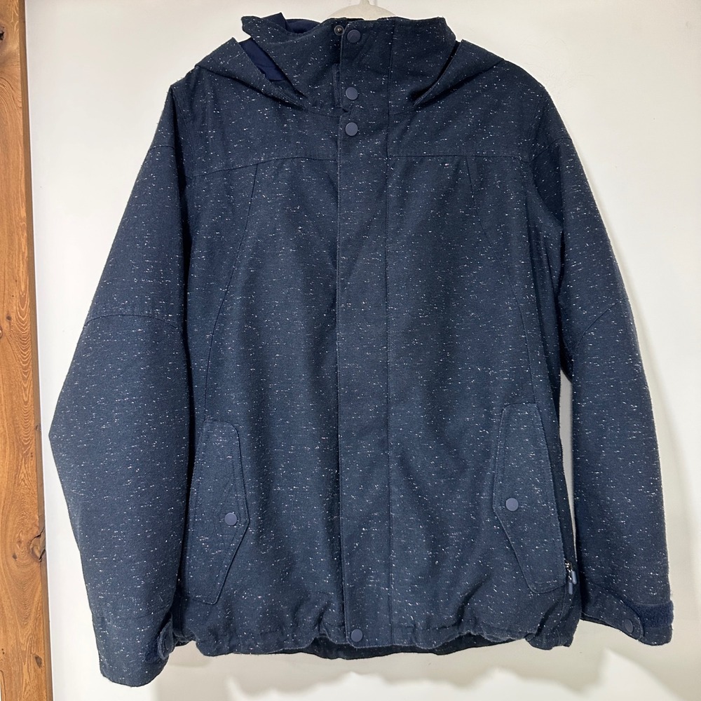 Burton Jet Set Snowboard Jacket XL Blue Speckle Thermolite Insulated Hooded Coat